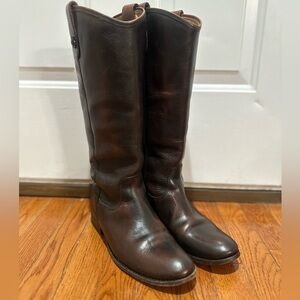FRYE Melissa Button Tall Cognac Leather Riding Boots Size 8 EUC